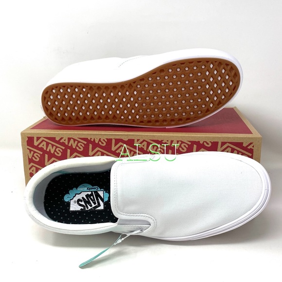 VANS Comfycush Slip On Canvas White Men’s Sneakers - Picture 3 of 10